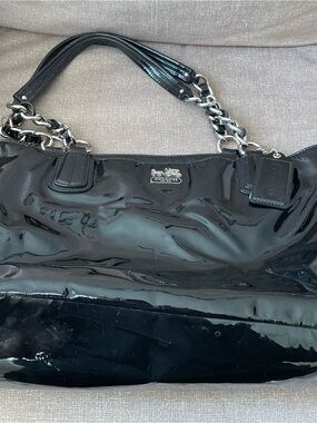 Coach Leather Hand Bag with Chain Handles